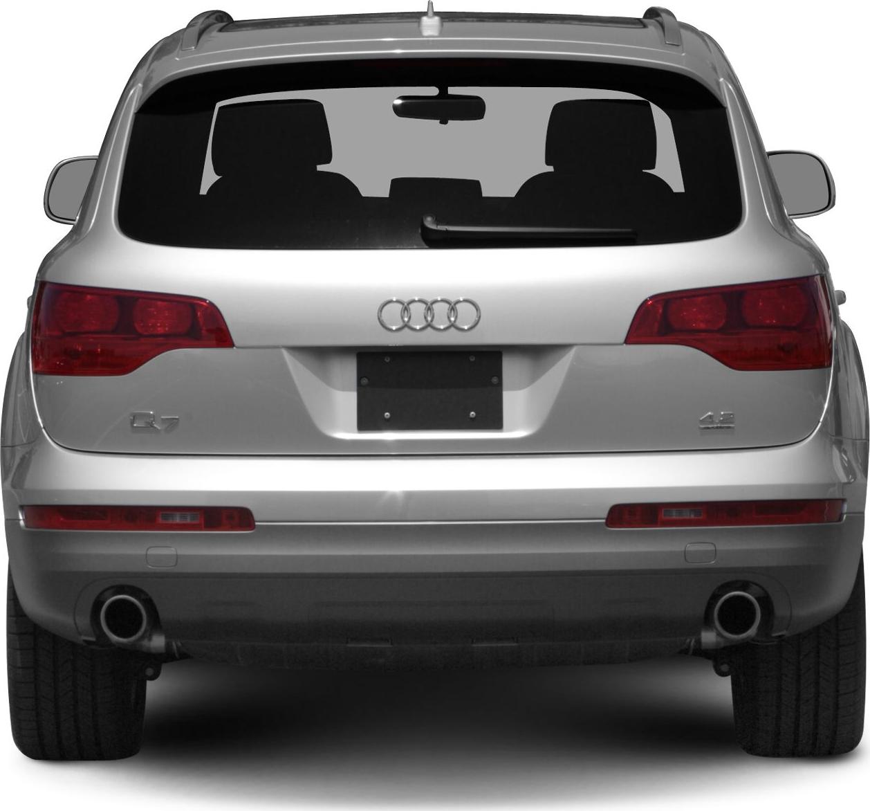 Rear view of SUV with dual exhaust and rear window wiper