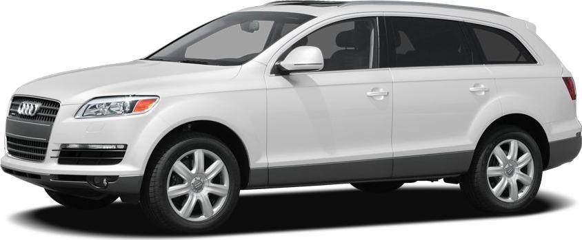 Side profile of white SUV with alloy wheels