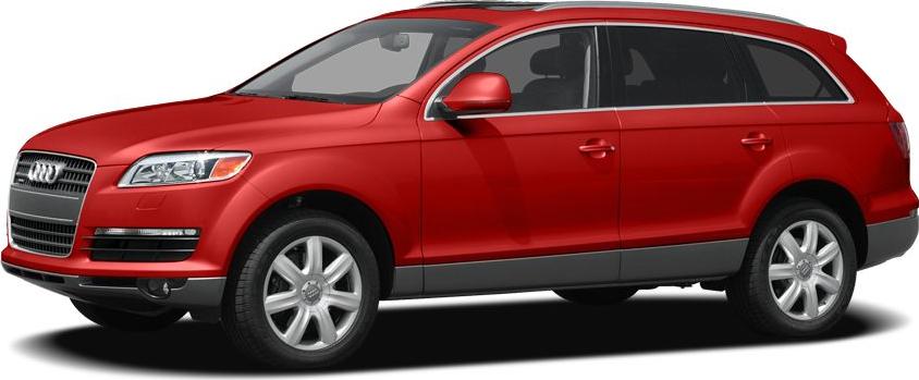 Side profile of red mid-size SUV with alloy wheels