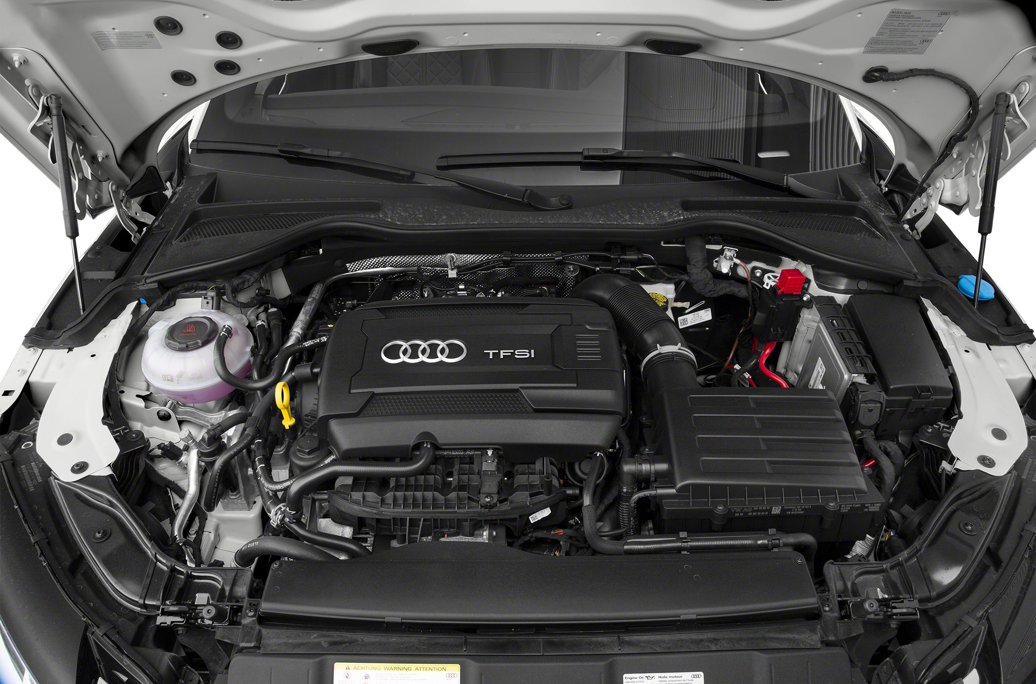 Engine bay showing TFSI engine cover and components in a clean layout