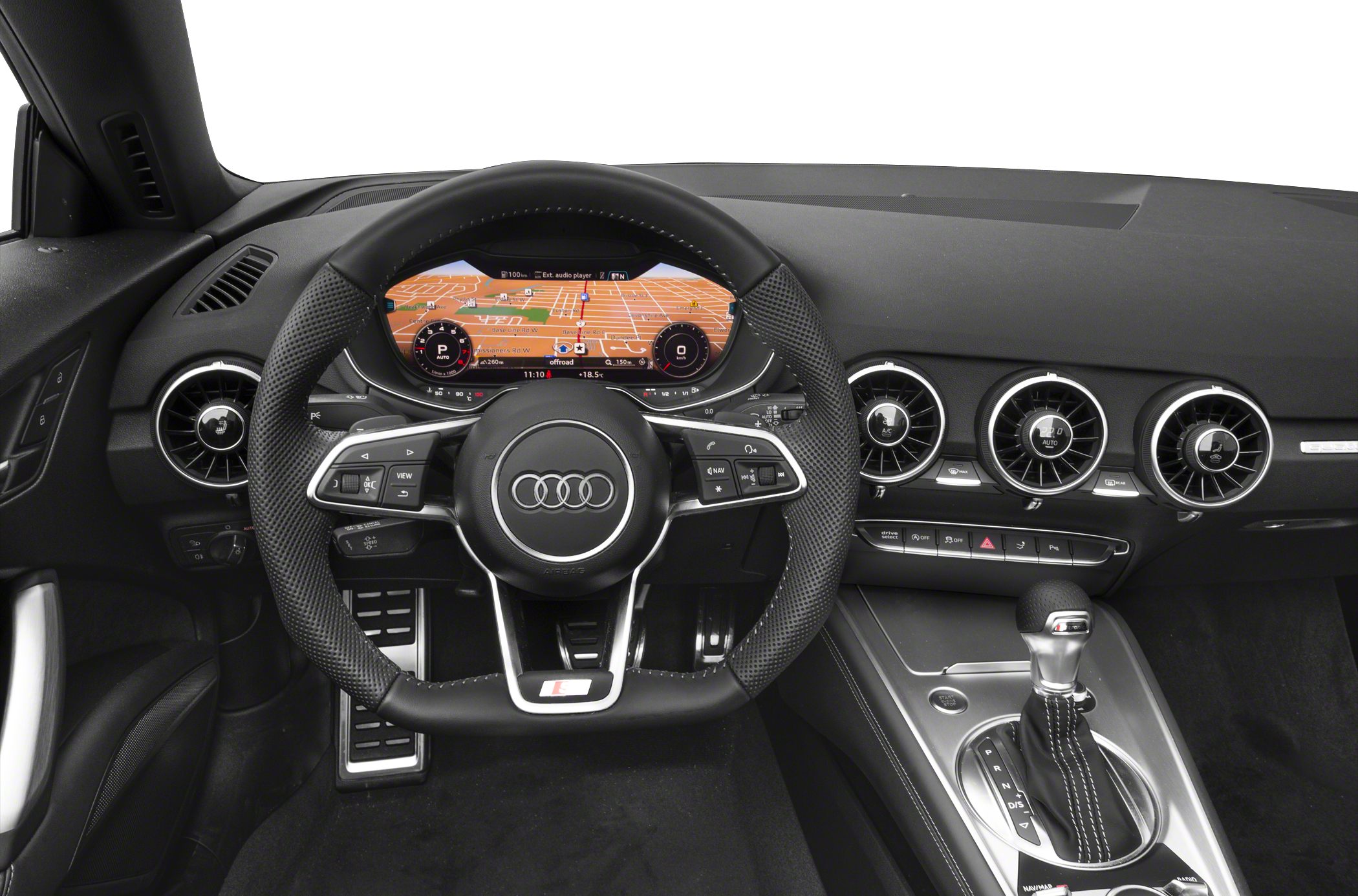 Audi digital instrument cluster and multifunction steering wheel