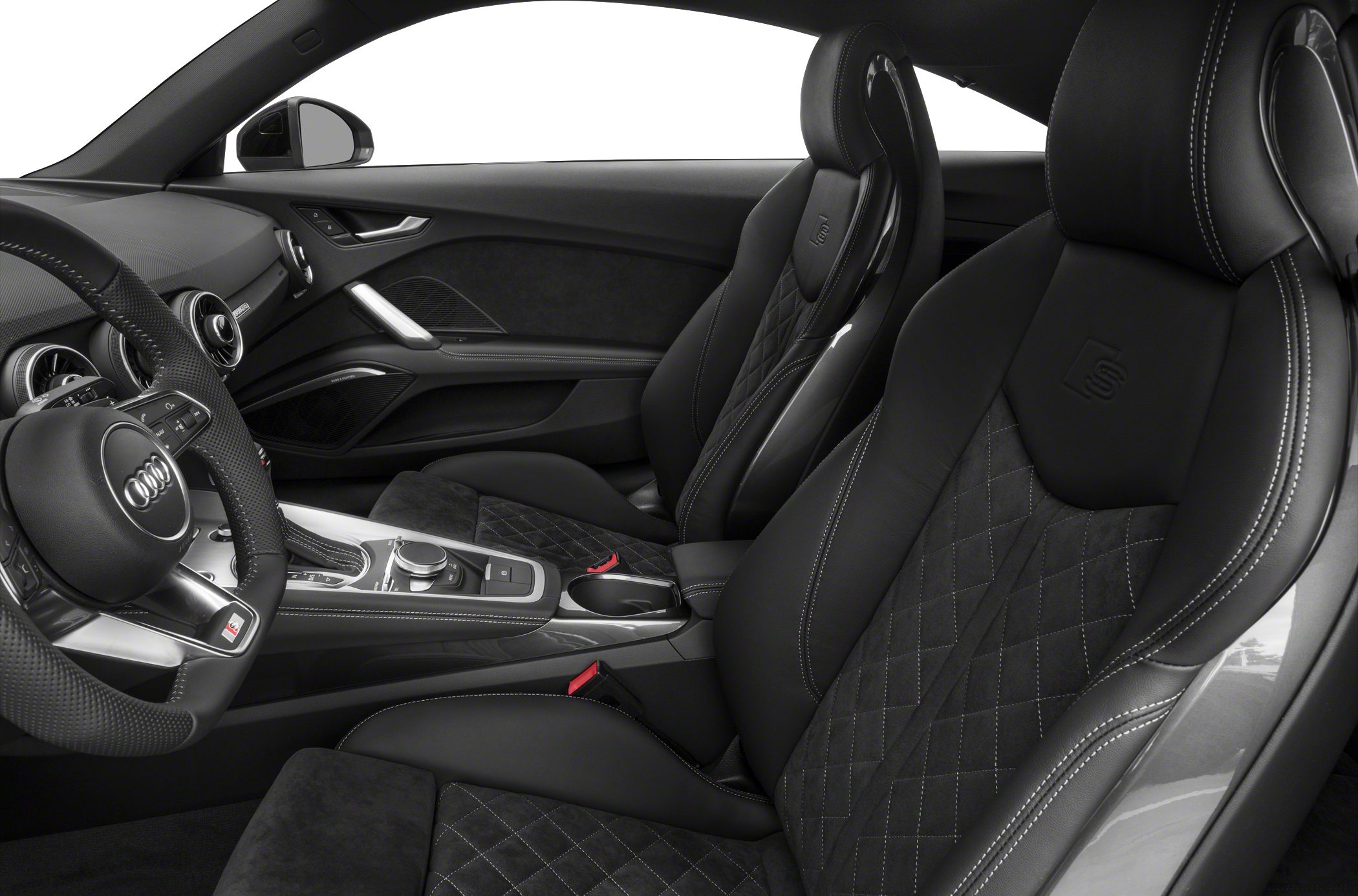 Sporty leather seats with quilting and refined interior controls