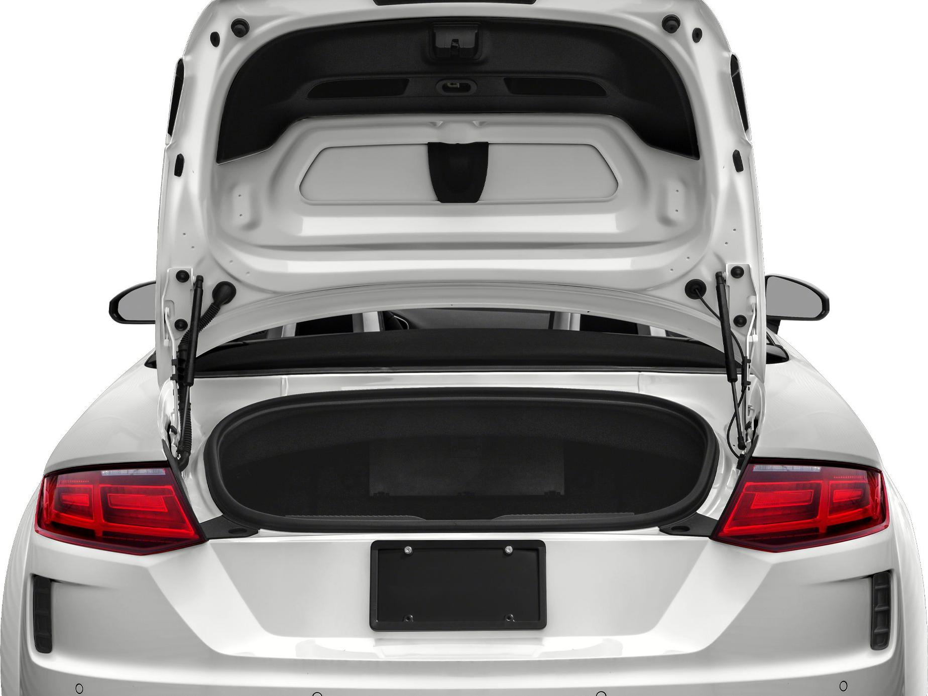 Open rear trunk and taillights of a modern sporty convertible