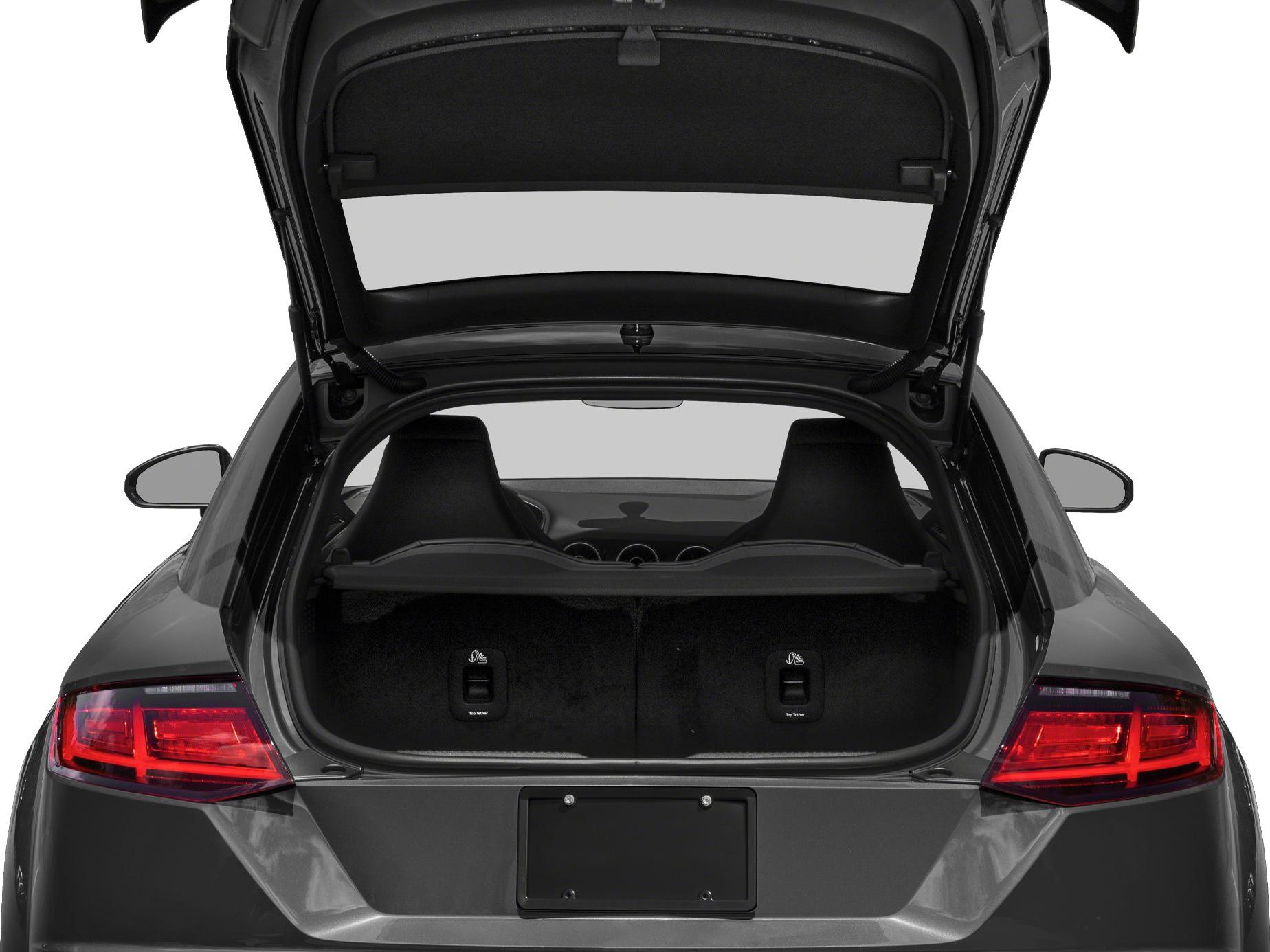 Rear open trunk with visible cargo space and rear seats