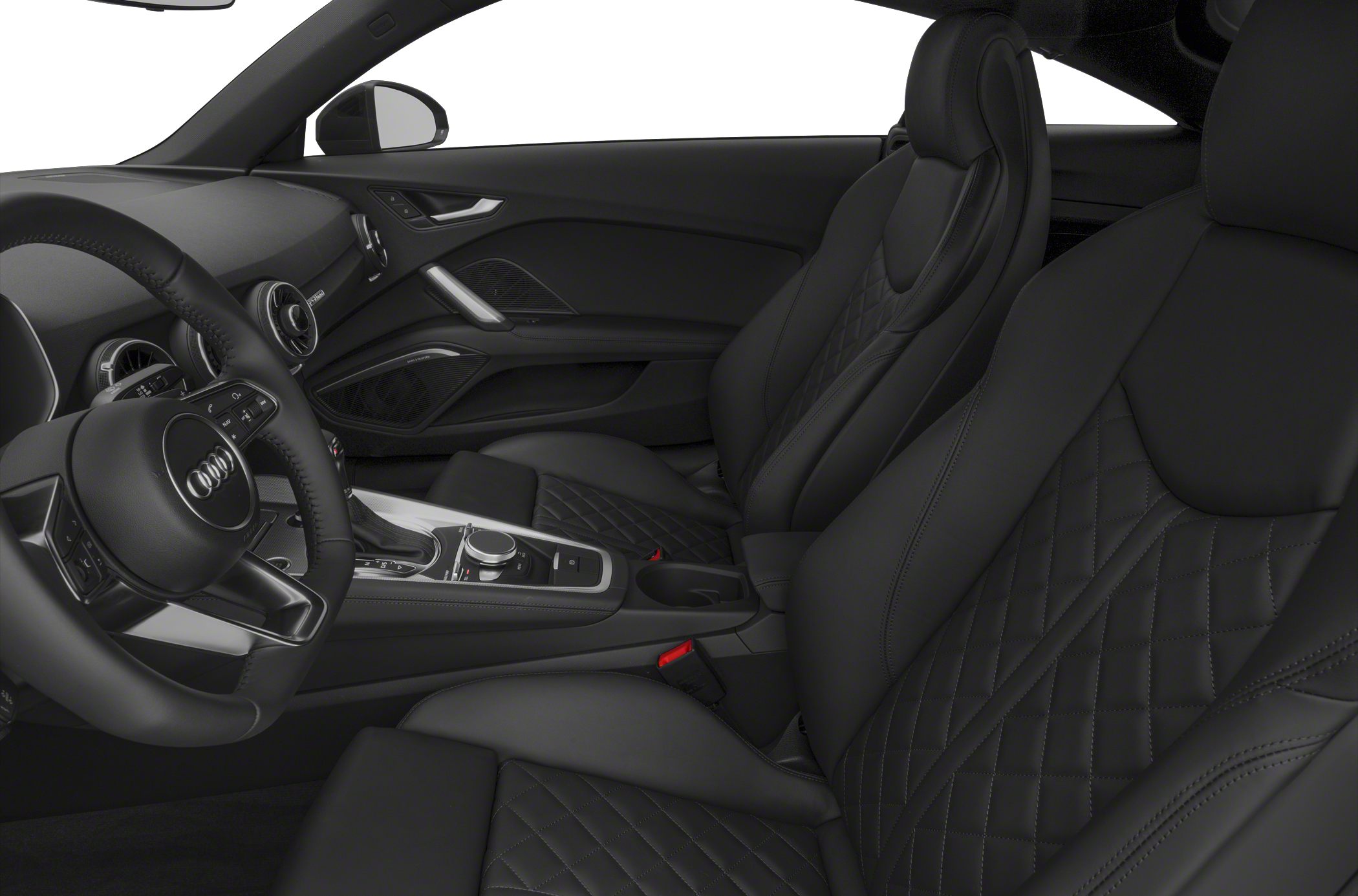 Quilted leather seats and modern center console with controls