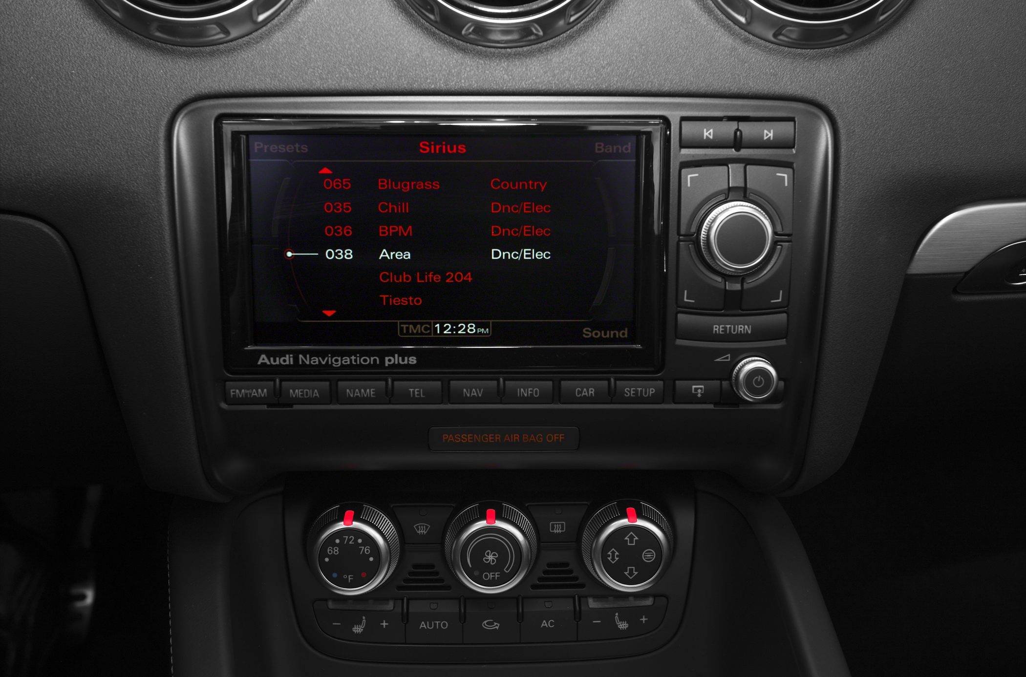 Car navigation system and climate control knobs