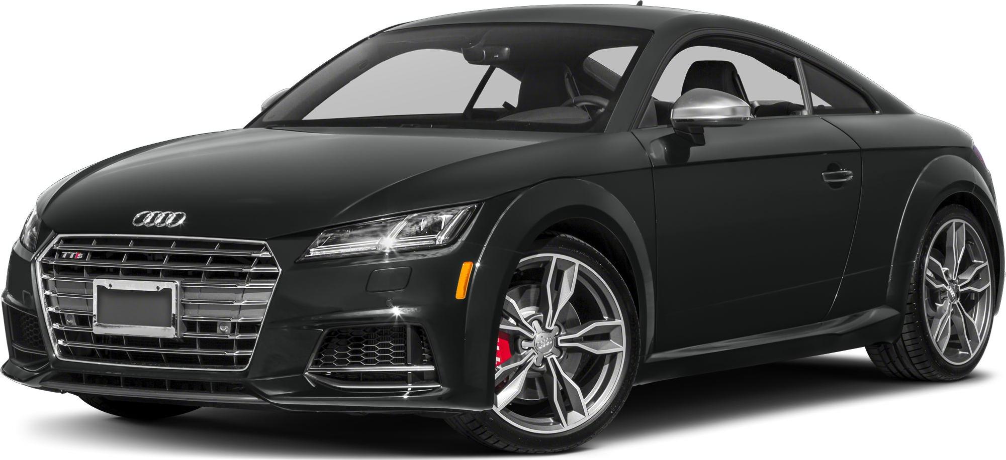Front view of sporty coupe with LED headlights and alloy wheels