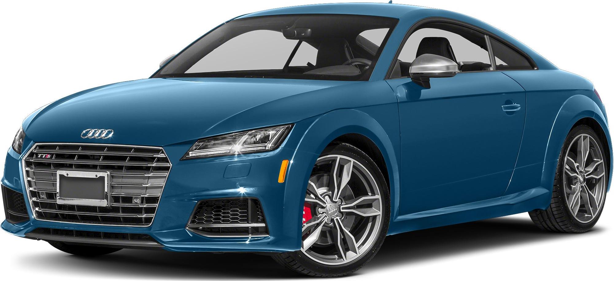 Blue coupe with LED headlights and sporty alloy wheels in front 3-quarter view