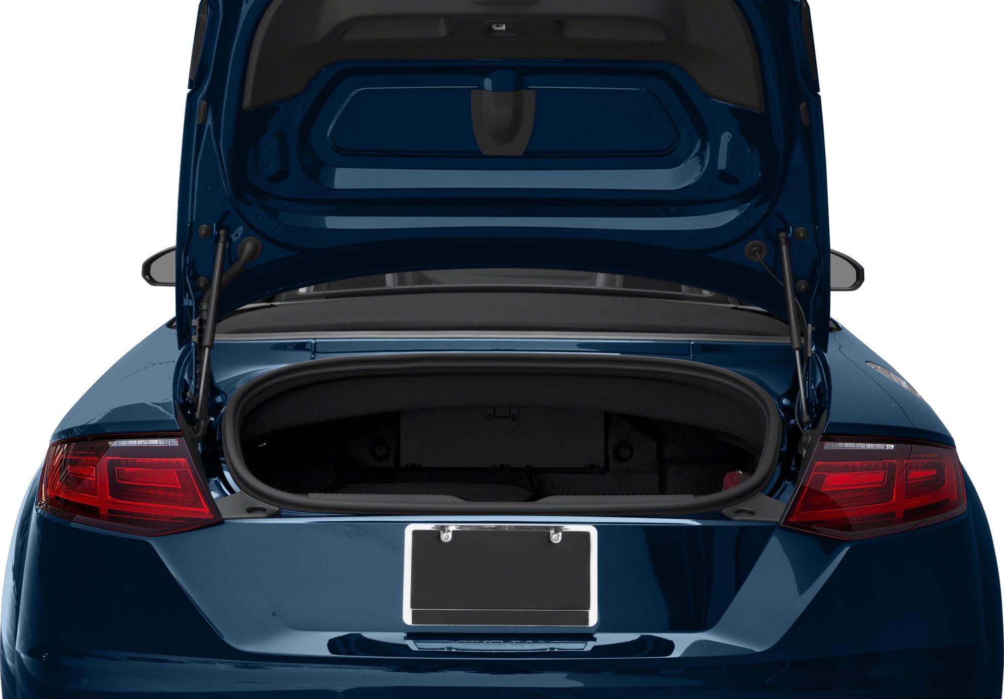 Open rear trunk with visible cargo space and taillights