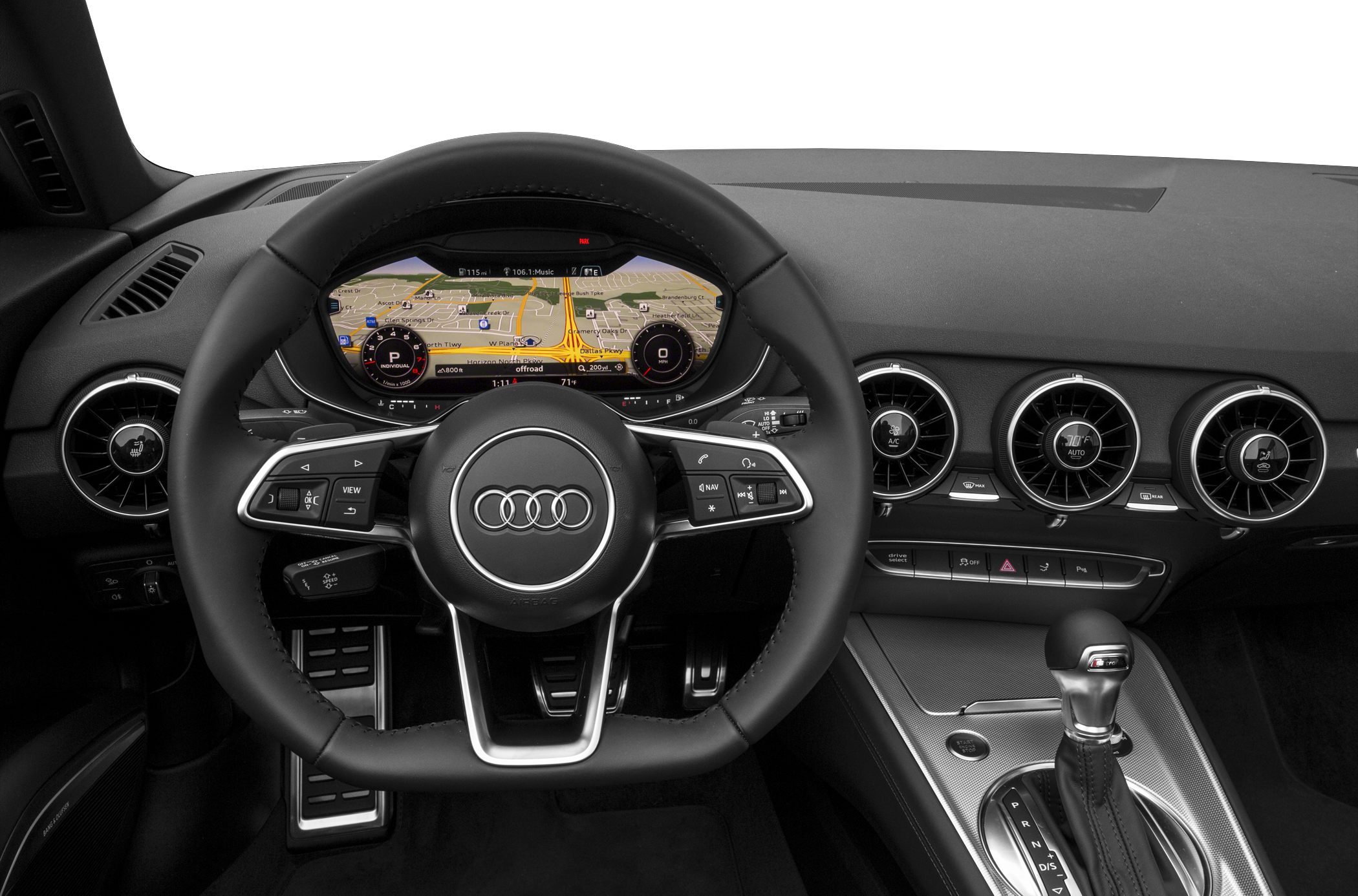 Digital dashboard with navigation and multifunction steering wheel
