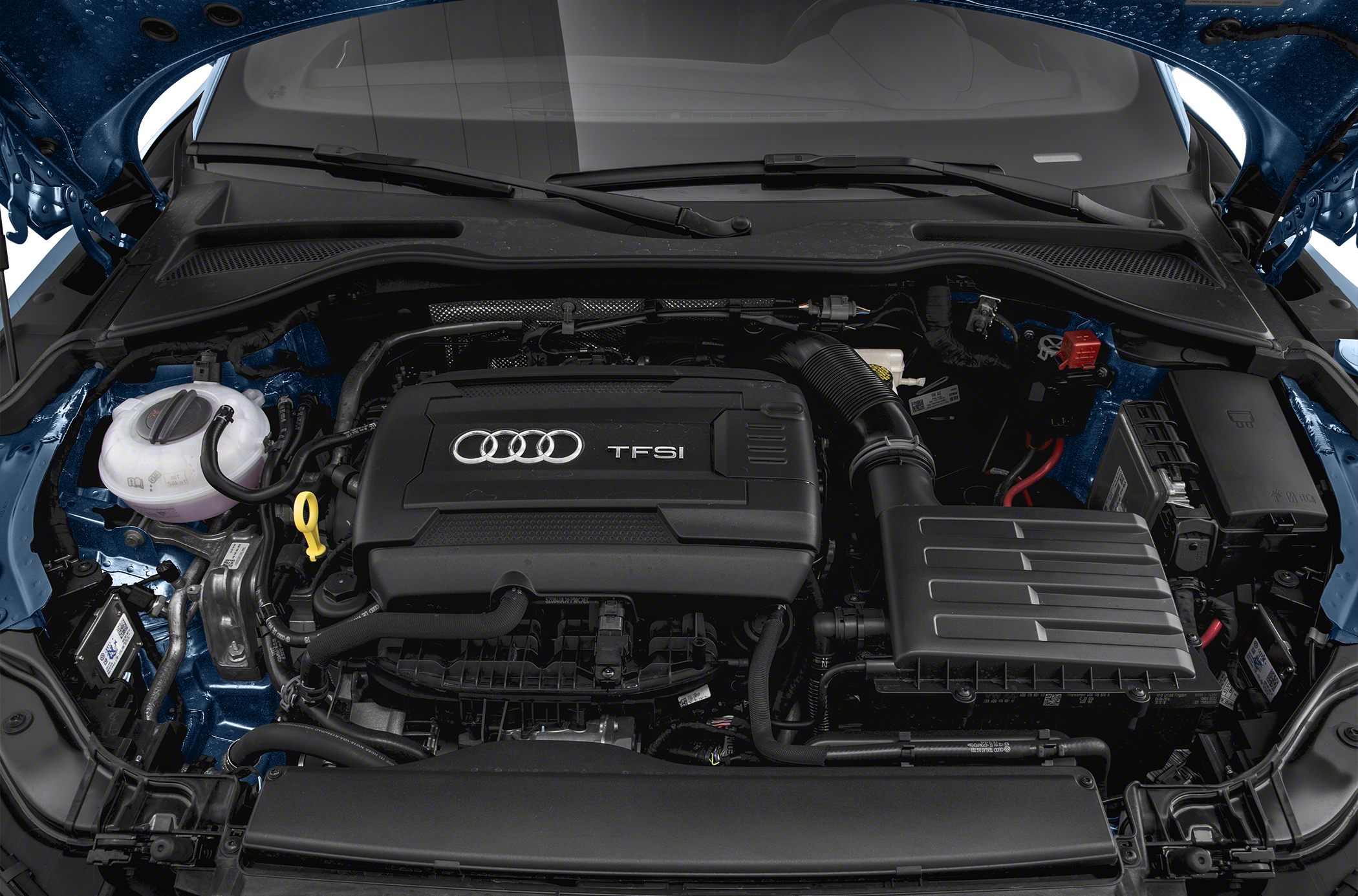 Engine bay with TFSI engine and related components
