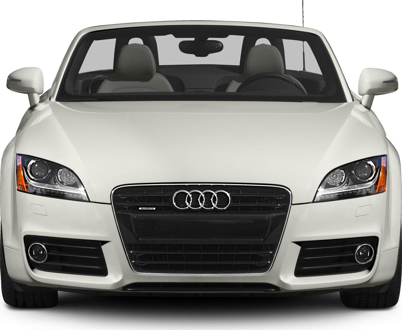 Front view of sporty convertible with distinctive grille and headlights