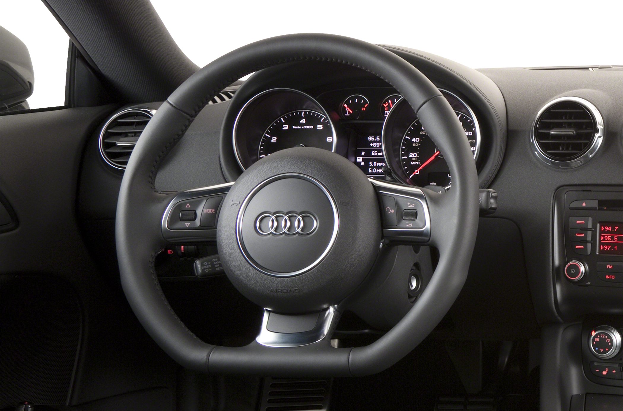 Steering wheel, instrument cluster, dashboard controls