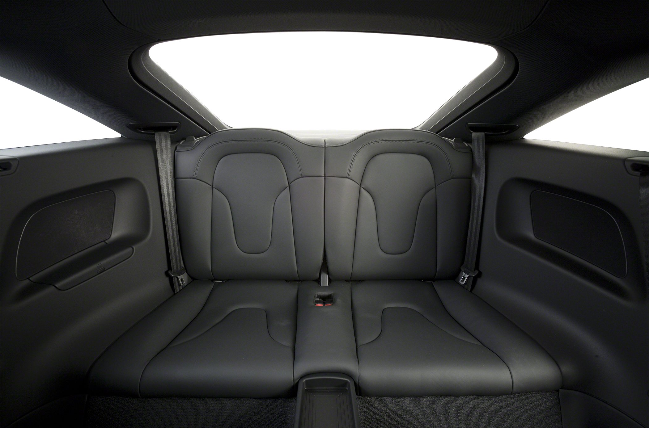 Leather rear seat with seat belts and rear window in compact coupe
