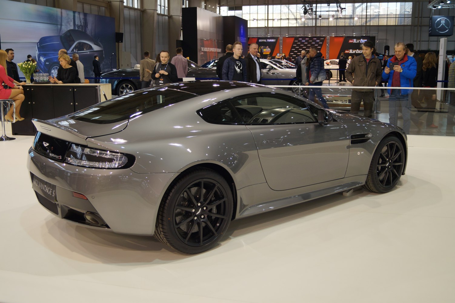 Sleek sports coupe with aerodynamic design and black alloy wheels