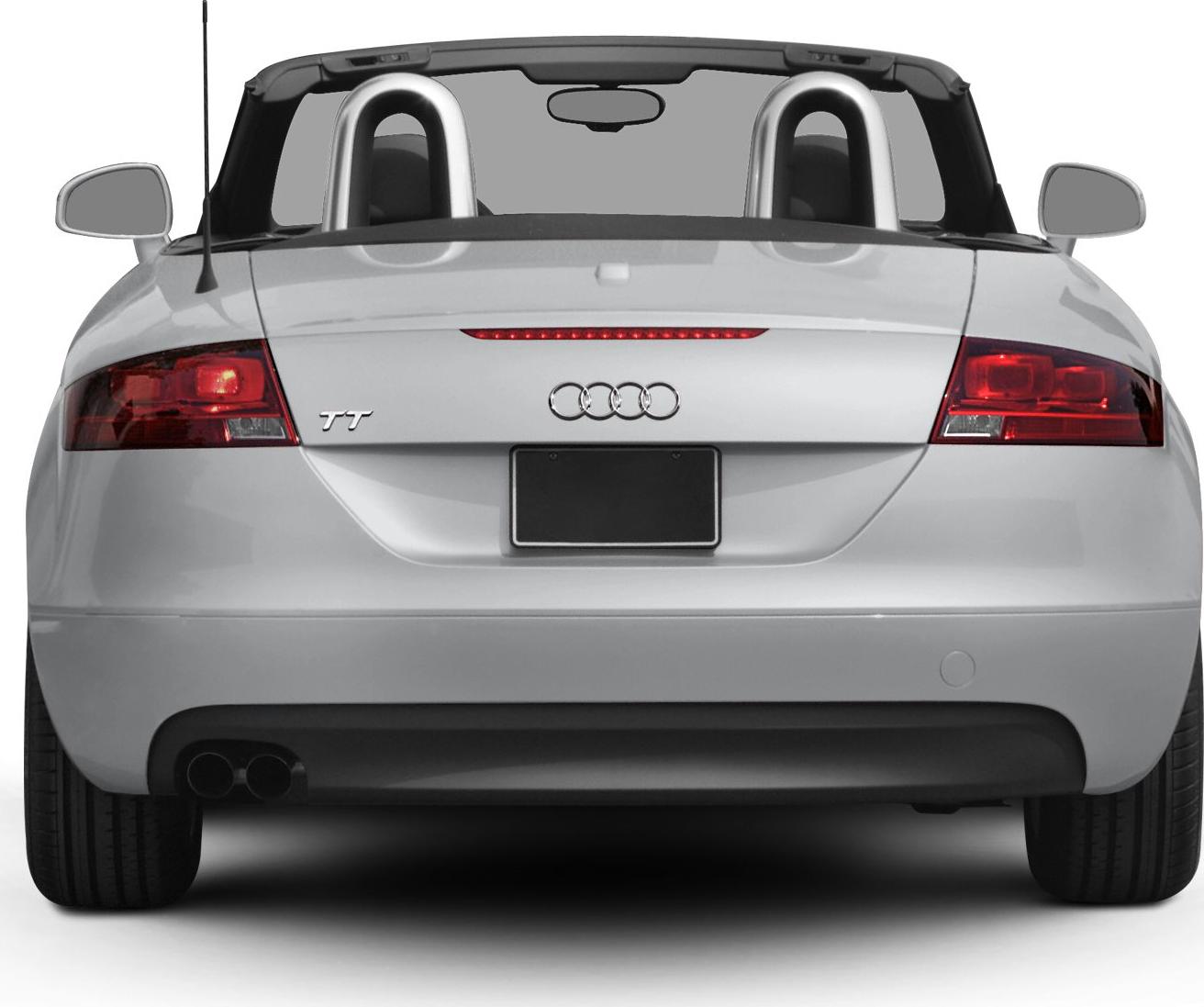 Convertible rear with dual exhaust and distinct tail lights.