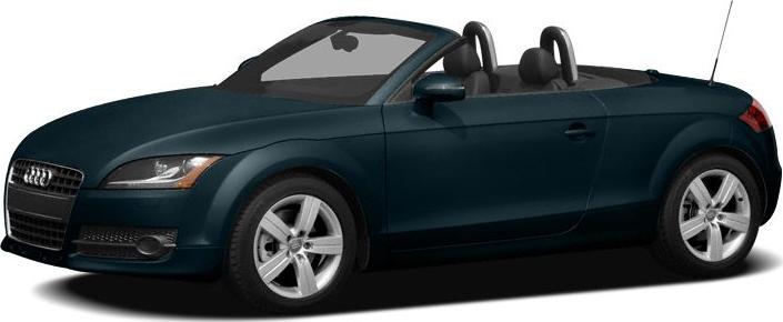 Dark blue convertible with open roof, two-seater interior, sporty alloy wheels.