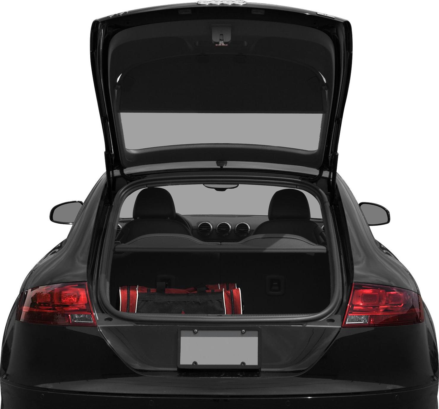 Open trunk showing cargo space and rear seats from rear view