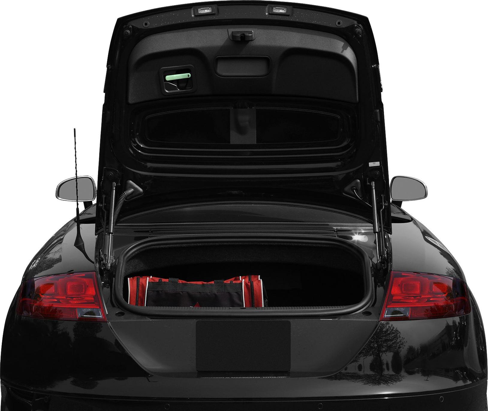 Open rear trunk with visible cargo space and taillights