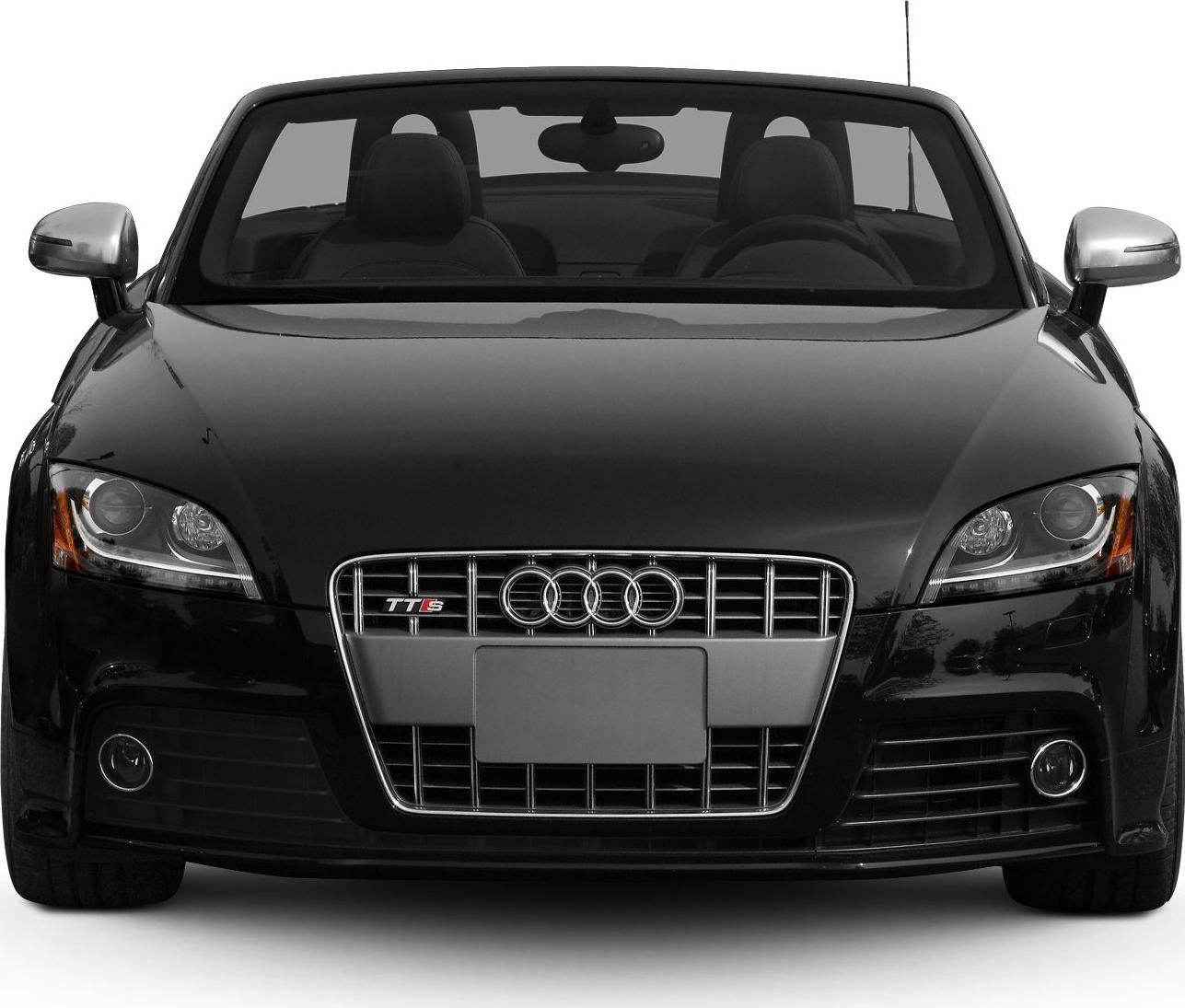 Front view of a sporty convertible with signature grille and headlights