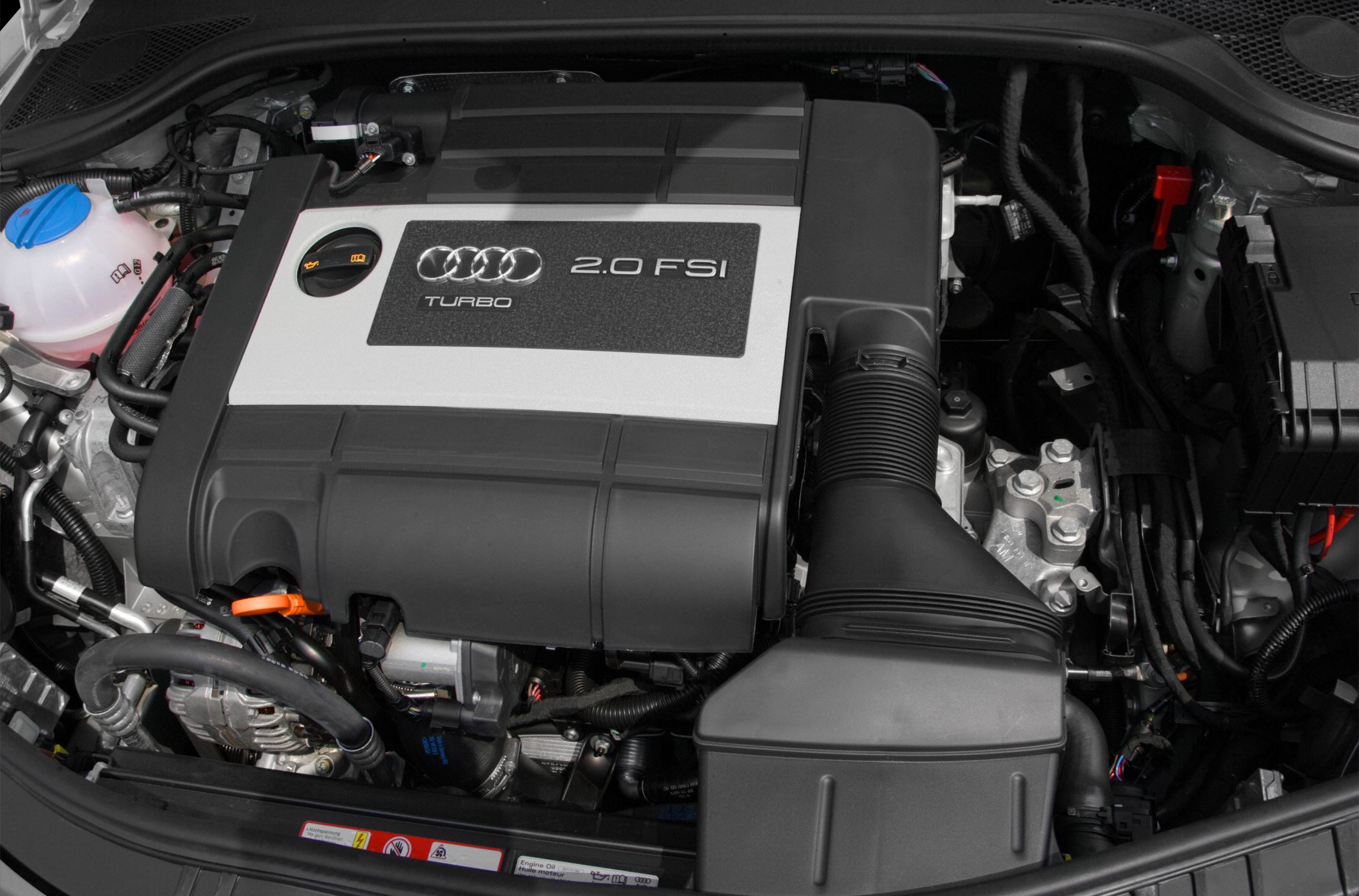 2.0 FSI turbocharged engine with visible cover and components