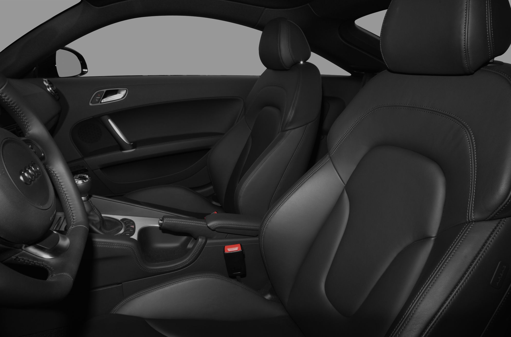 Leather seats and ergonomic center console with manual transmission