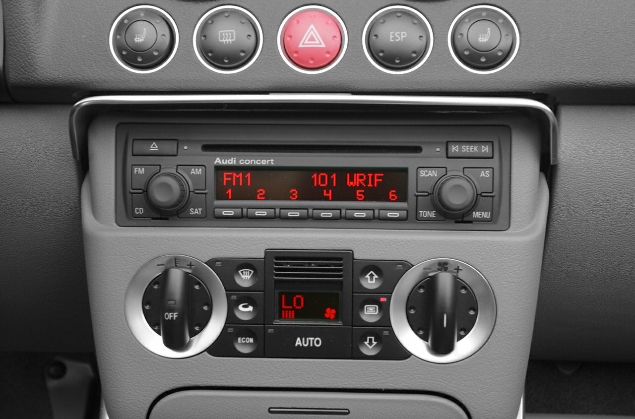 Center console with audio system and climate controls