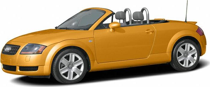 Side view of orange convertible with alloy wheels and open roof
