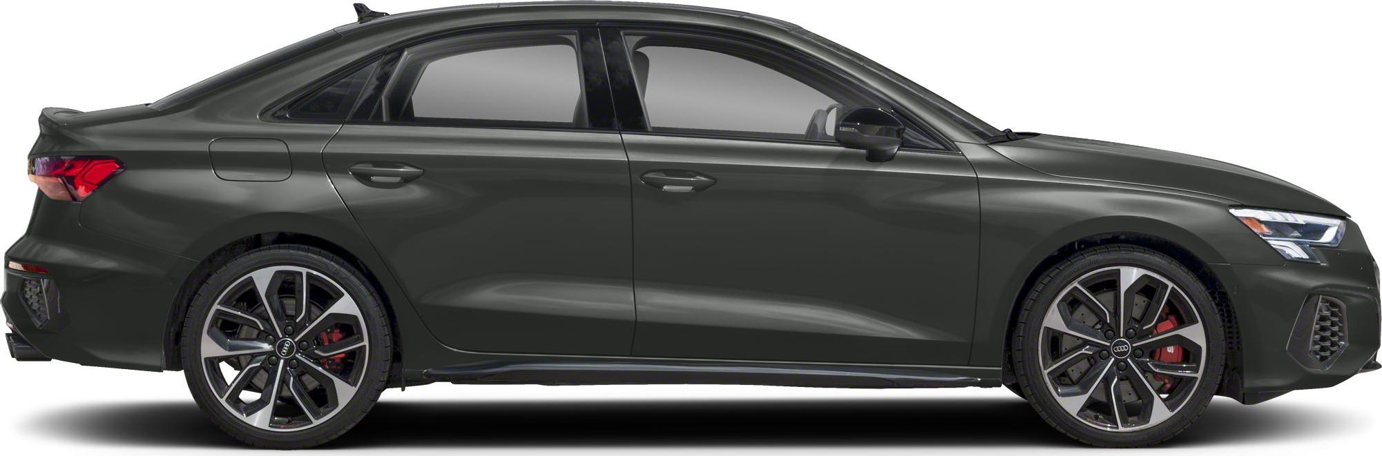 Side profile of sporty sedan with alloy wheels and LED headlights