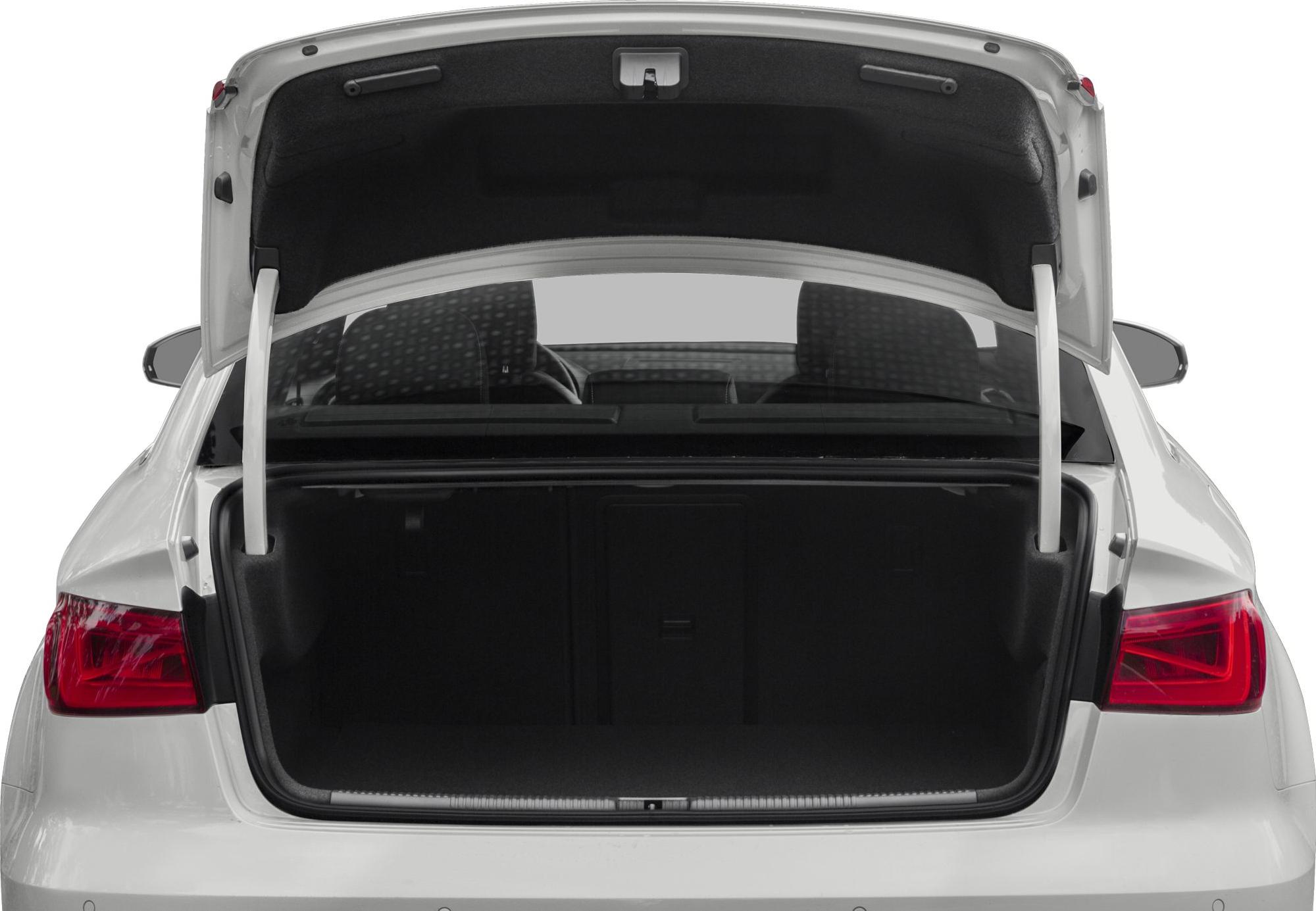 Spacious open trunk cargo space with rear seats and tail lights