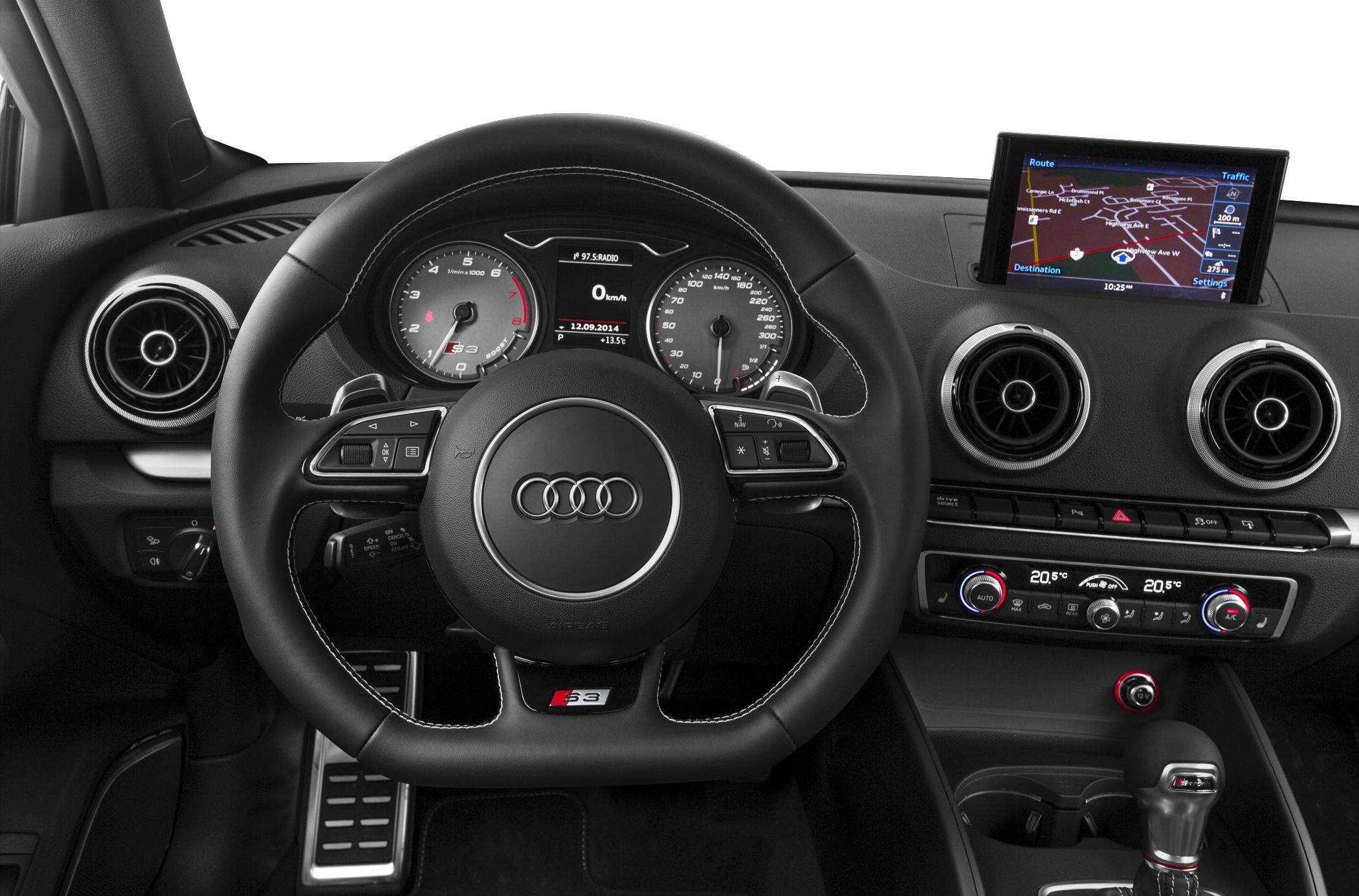 Audi S3 8V interior steering wheel, instrument cluster, navigation screen