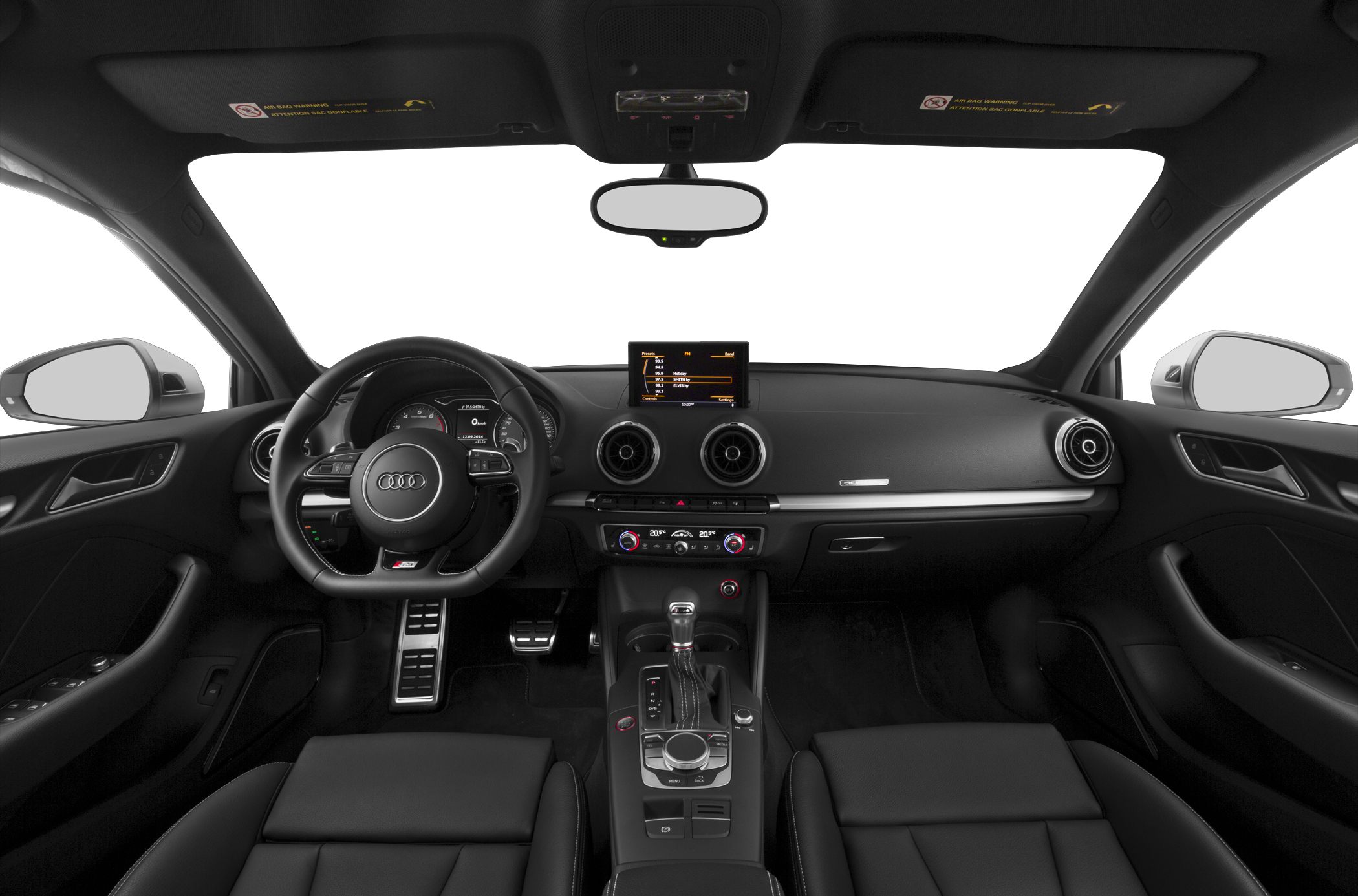 Modern interior dashboard and center console with steering wheel