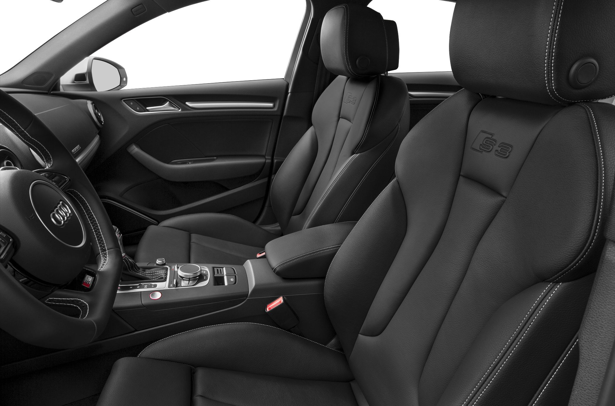 Black leather sport seats and modern center console
