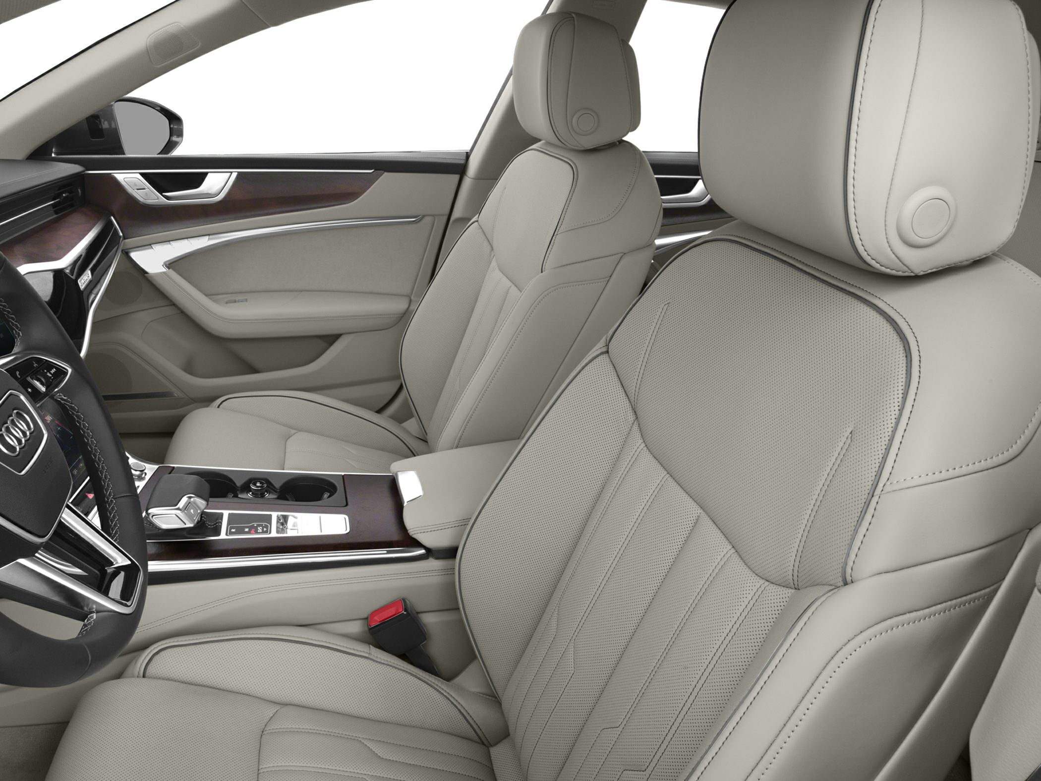 Luxurious front seats and wood trim interior design