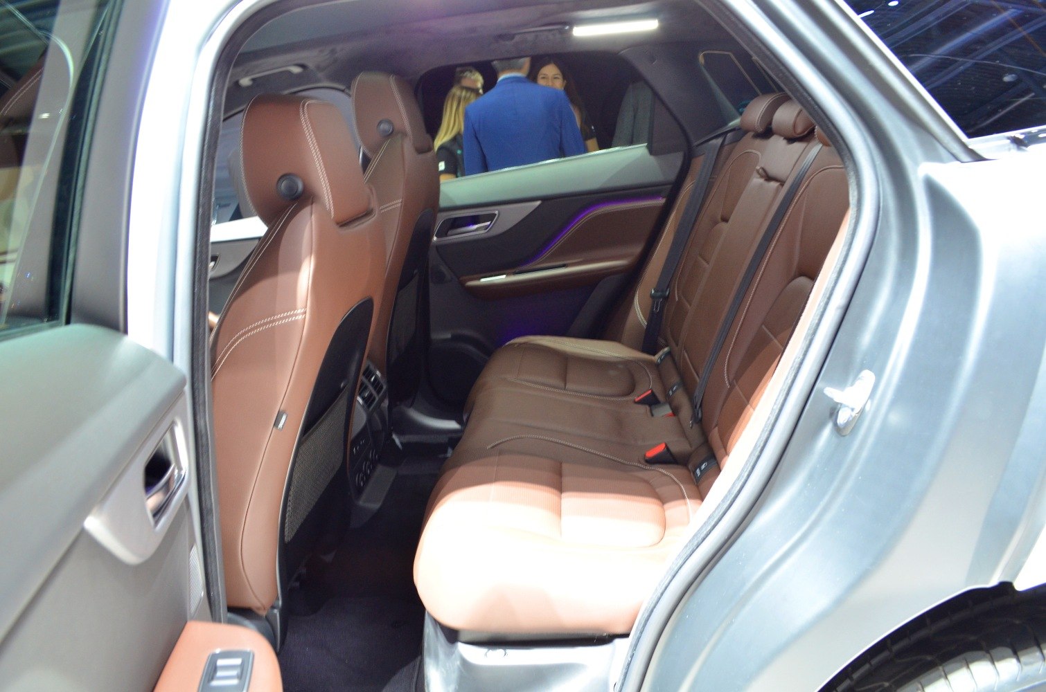 Brown leather rear seats with ambient lighting and rear air vents