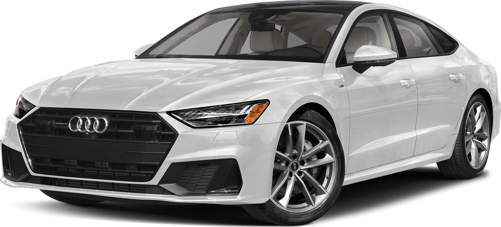 Front and side view of modern luxury sedan with sharp headlights and alloy wheels