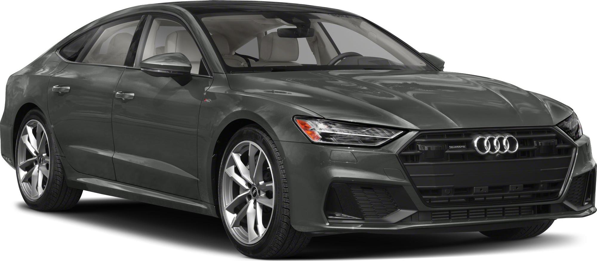 Front angle view of a sleek sedan with LED headlights and alloy wheels