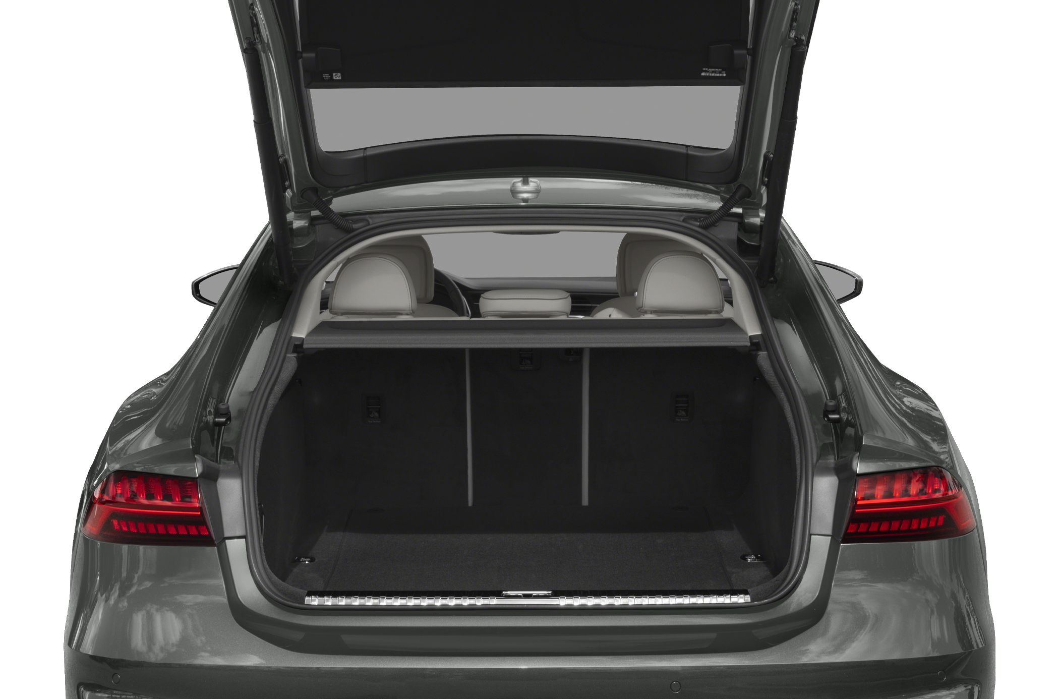 Open trunk space with spacious cargo area and visible interior rear seats