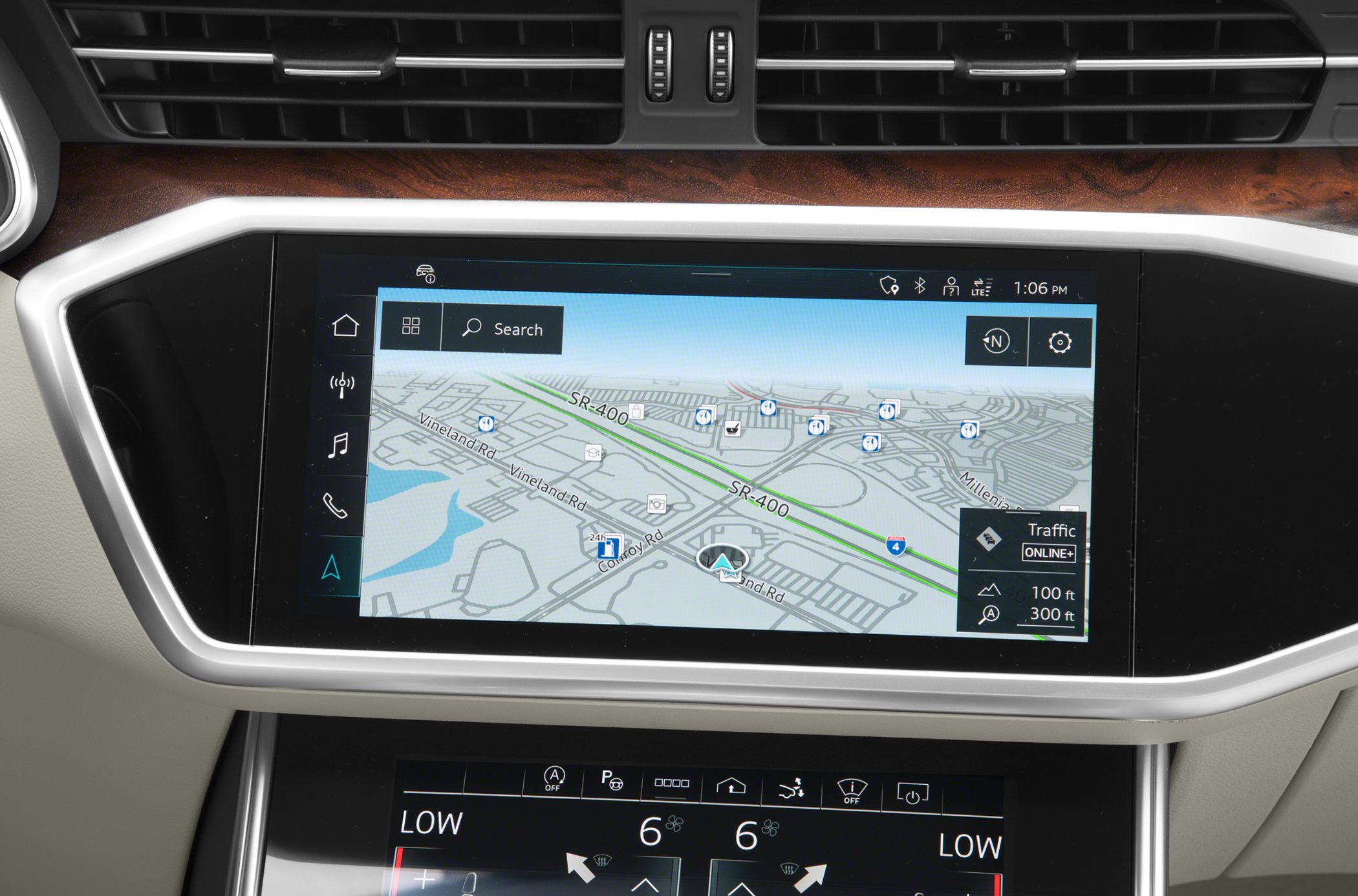 Digital touchscreen navigation and climate control interface