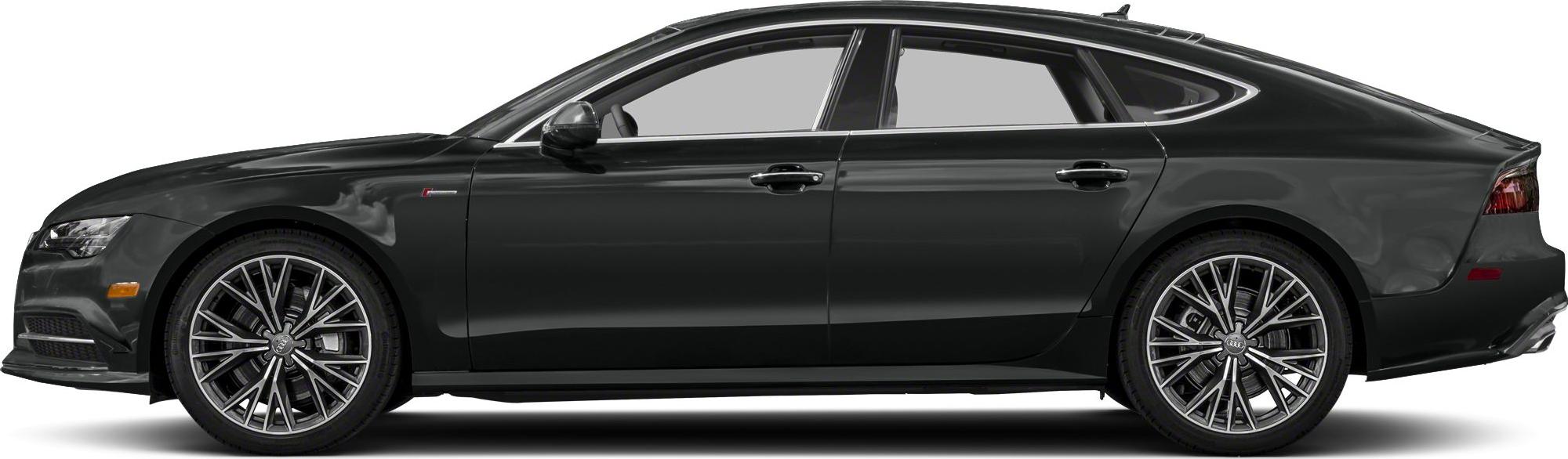 Sleek black four-door coupe side view with detailed alloy wheels