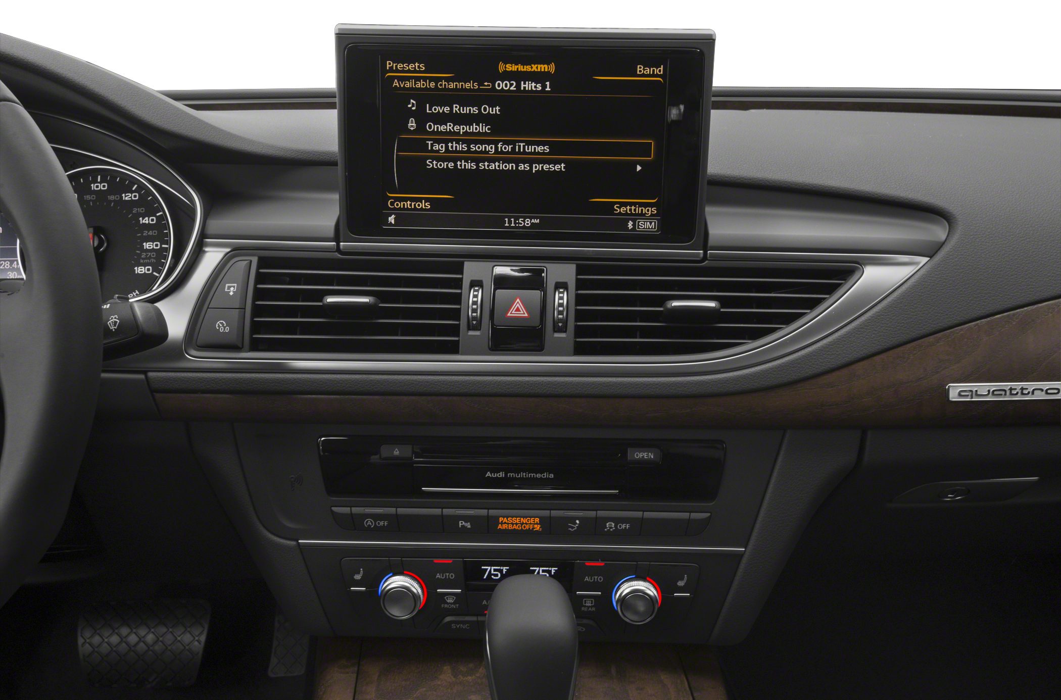 Multimedia display and climate control panel with heated seats