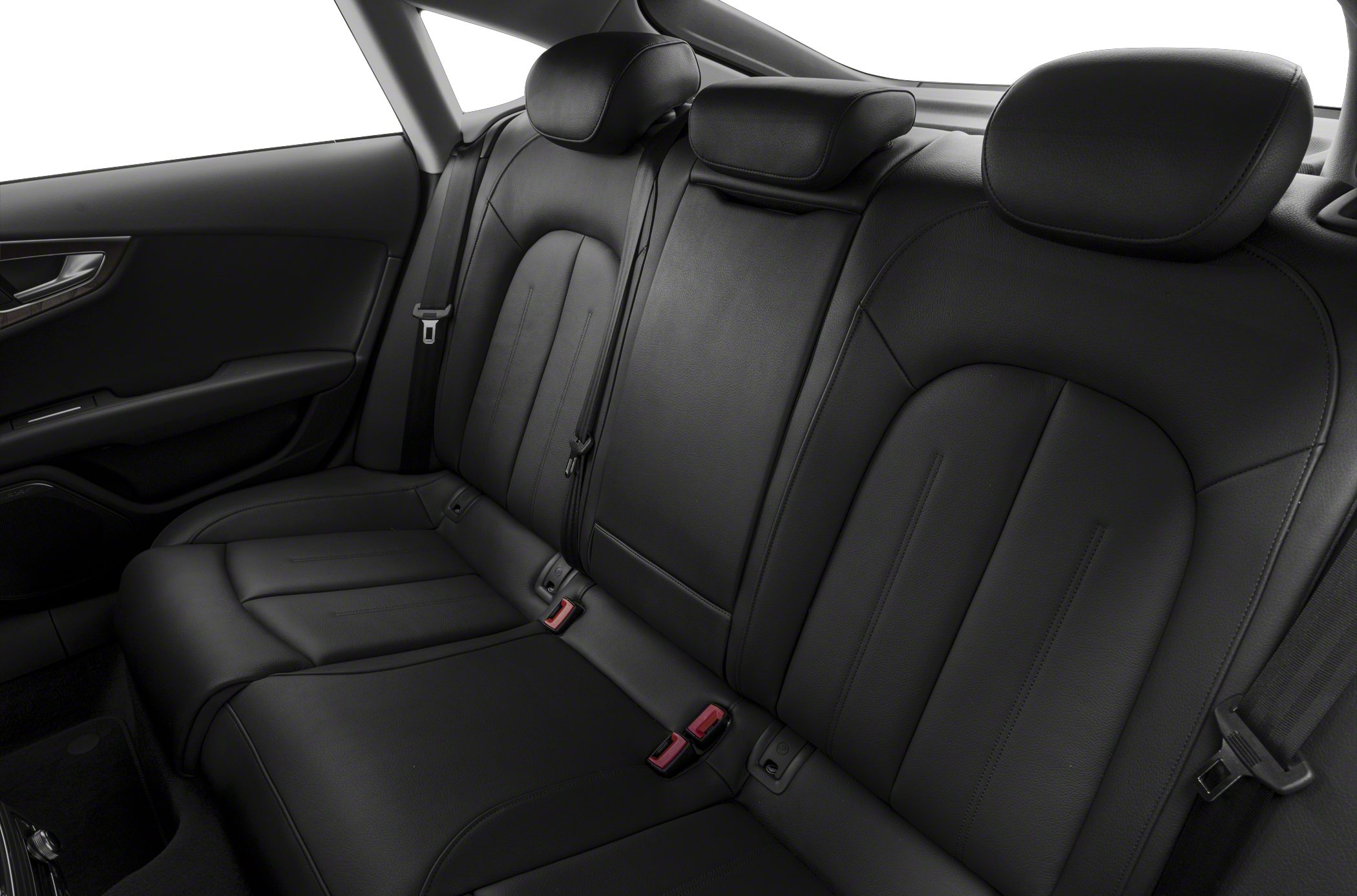 Black leather rear seats with headrests and seat belts