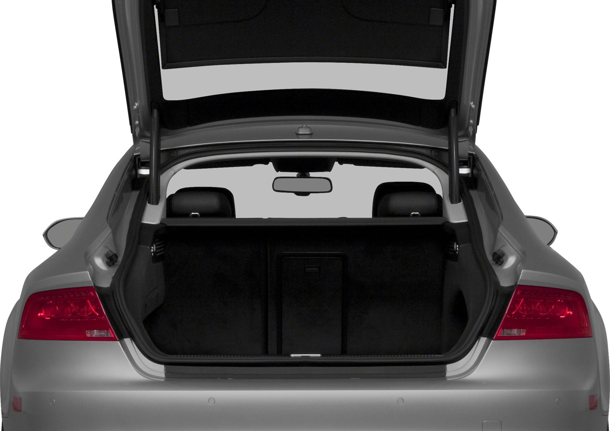 Open trunk with spacious cargo area, rear hatchback design