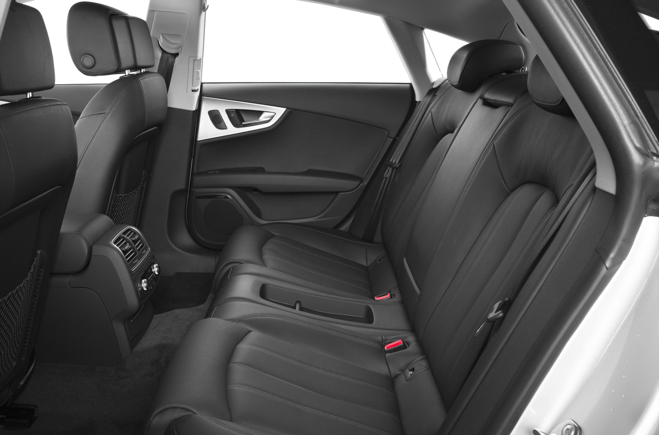 Black leather rear passenger seats with rear air conditioning vents