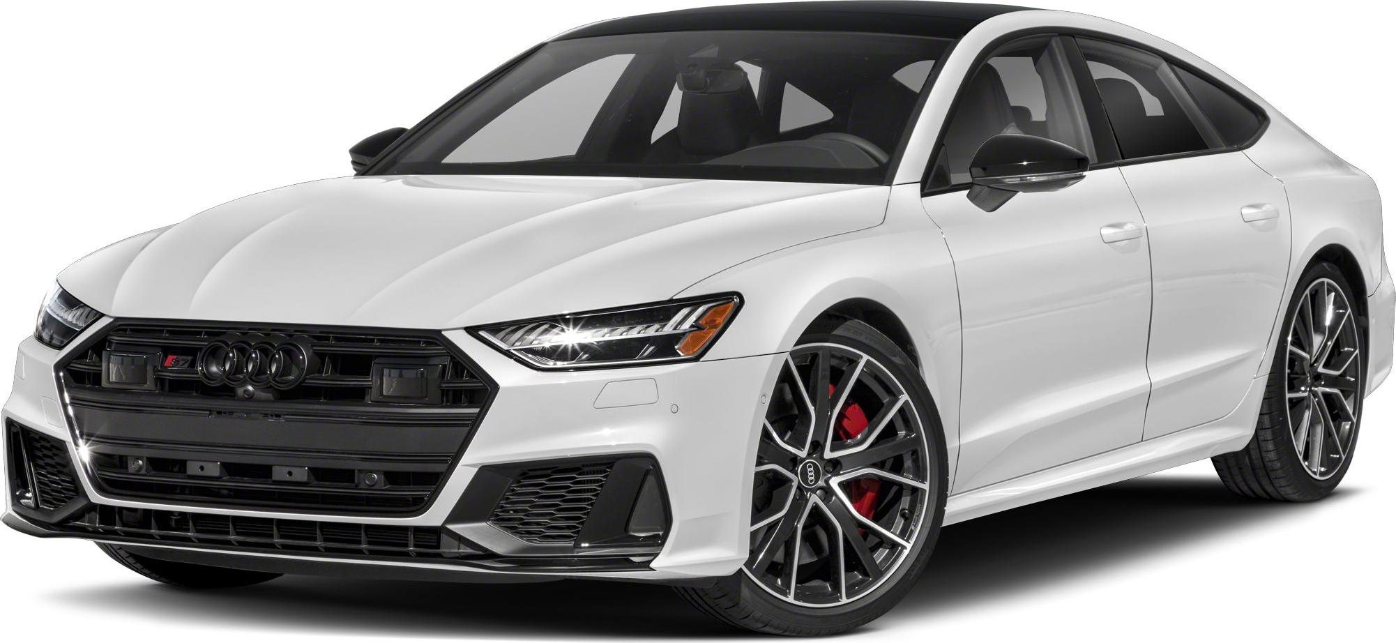 Front view of sleek sportback with LED headlights and distinctive alloy wheels
