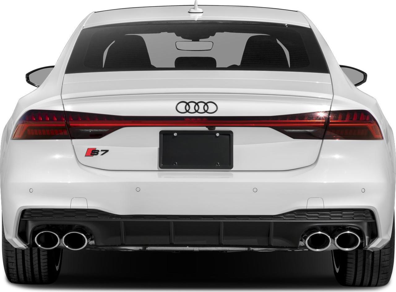 Full-width LED taillights and quad exhaust outlets from rear.