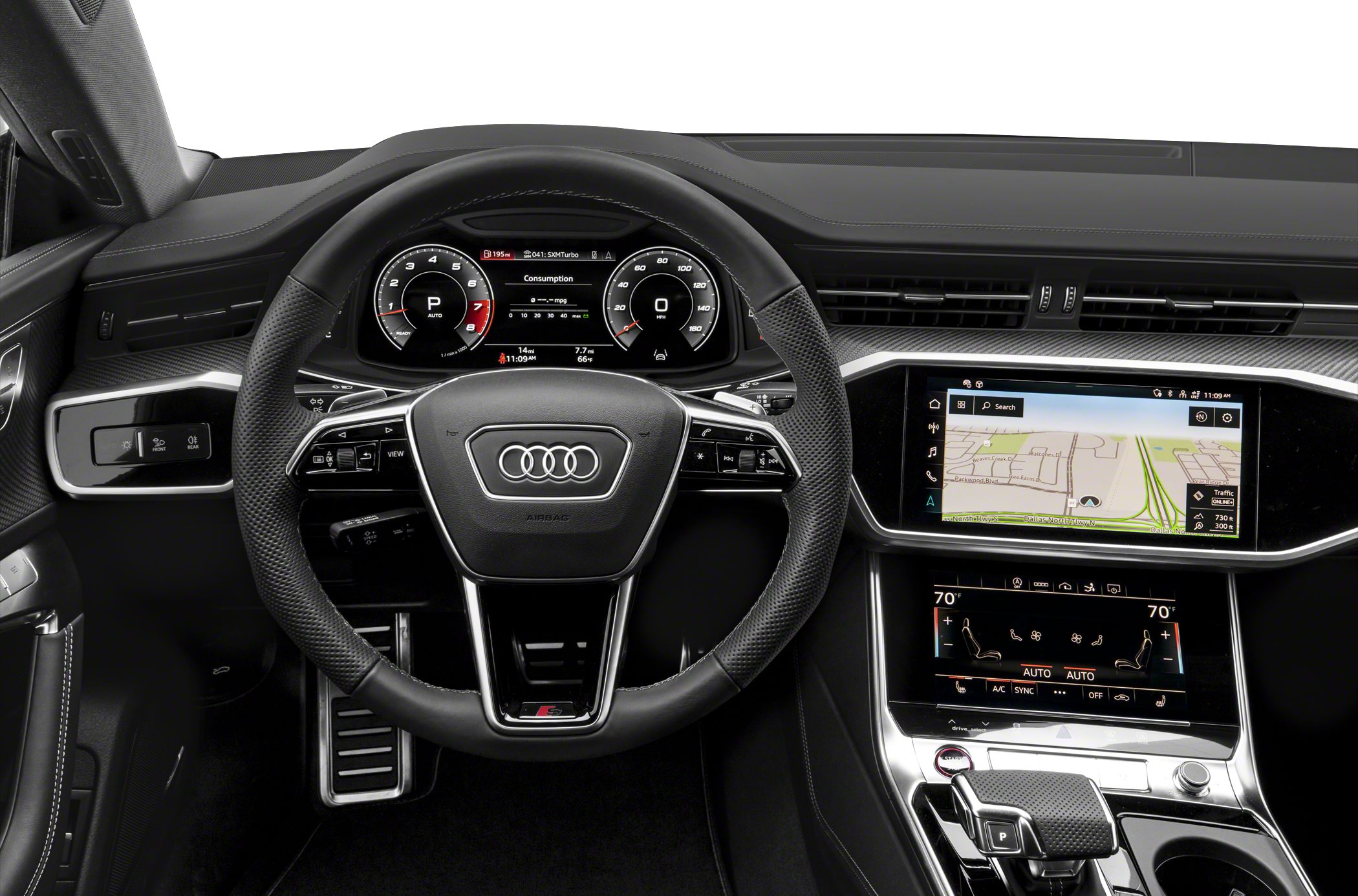 Digital cockpit, multifunctional steering wheel, dual touchscreen center console