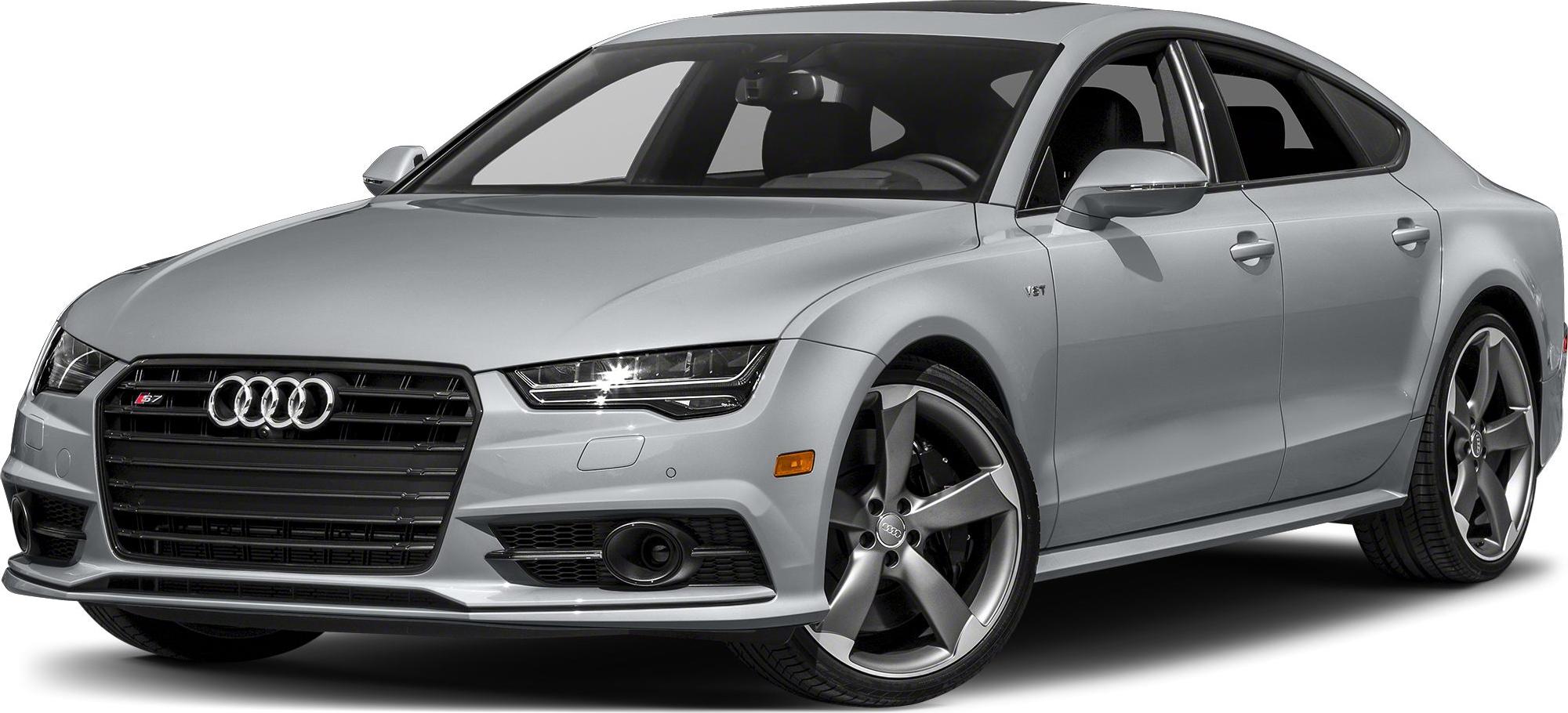 Front view of silver luxury sedan with sporty grille and alloy wheels