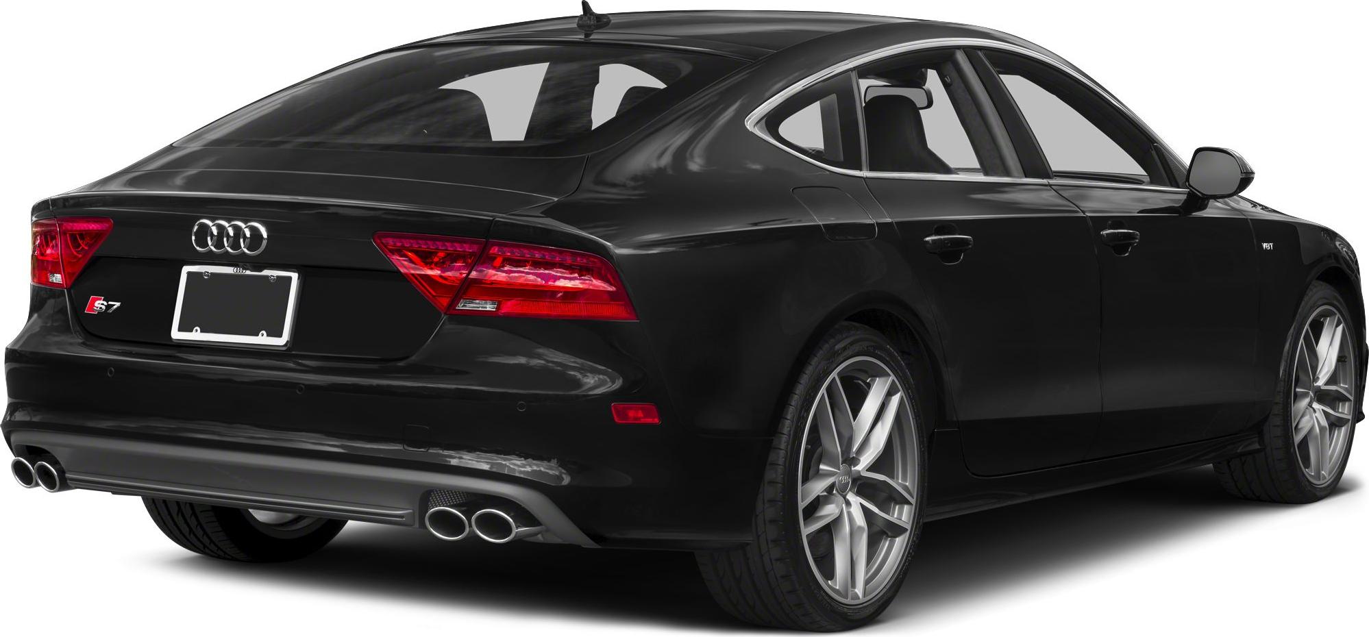 Rear view of sleek sportback with quad exhaust pipes and angular taillights