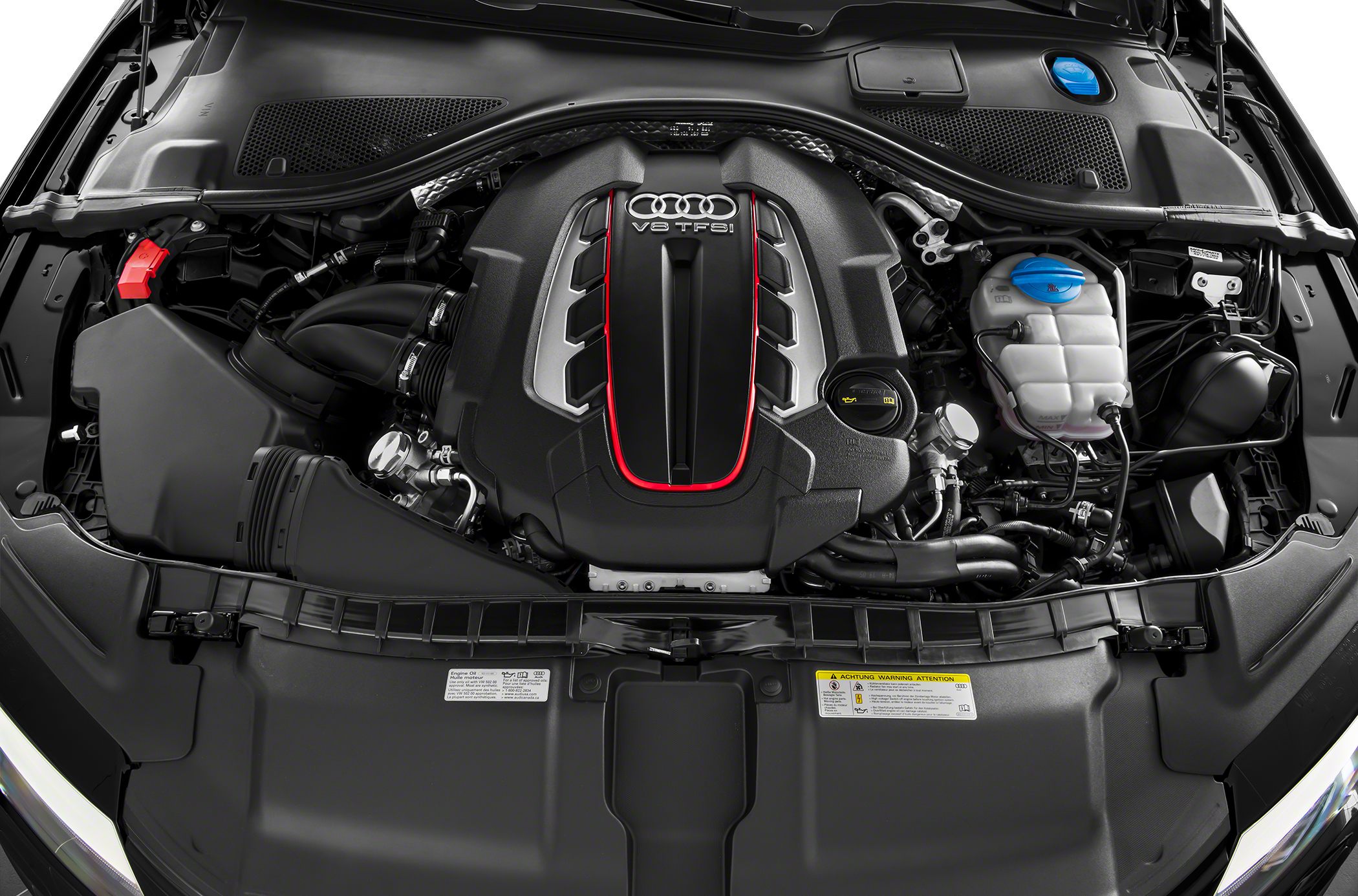 Close-up of Audi V8 TFSI engine with detailed components